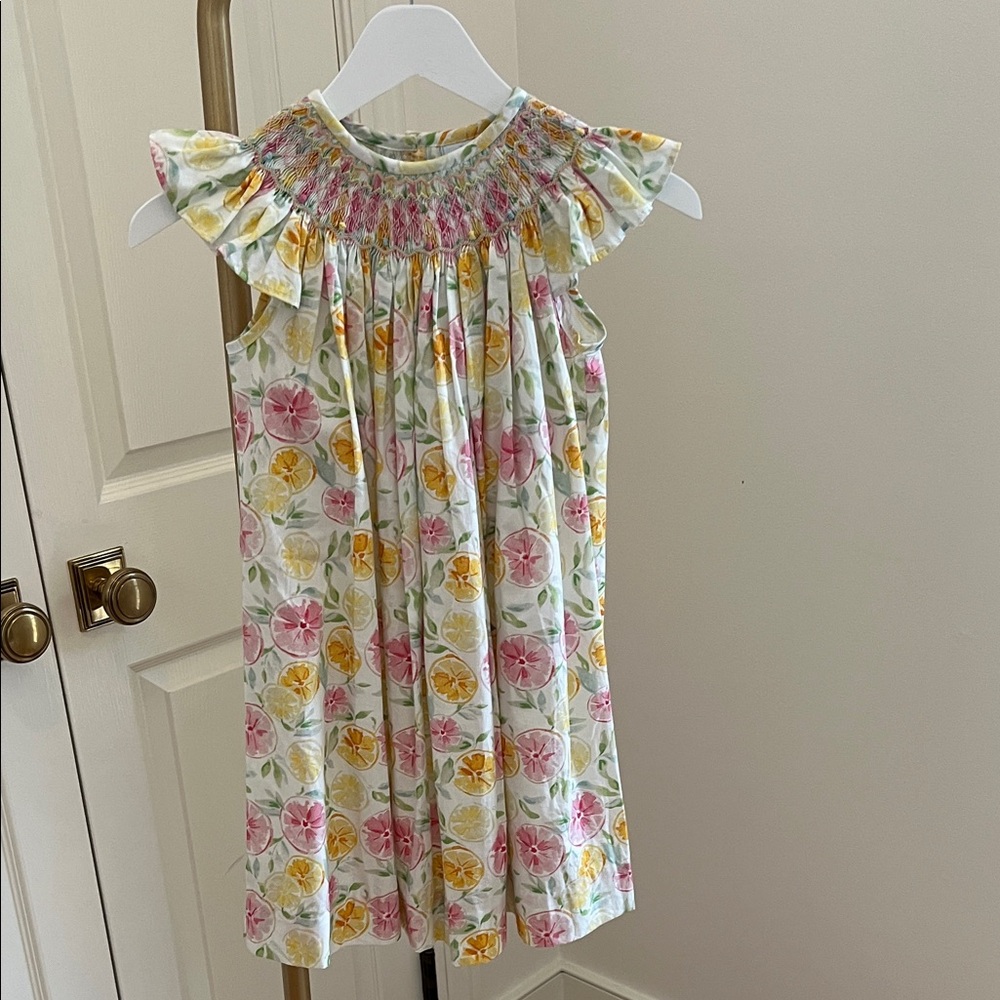 Little English Floral Smocked Dress - Pink, Yellow, Green